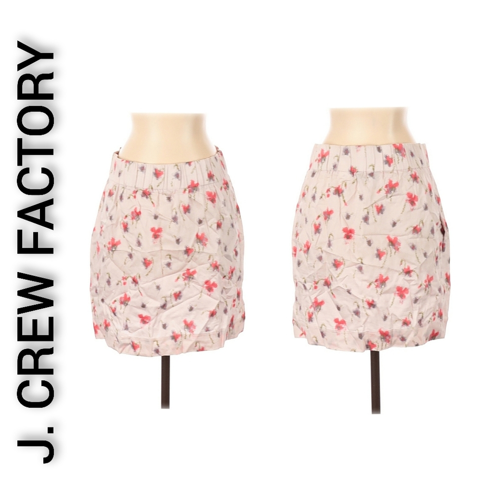 J. Crew Factory Skirt Pink Red Floral Size 4